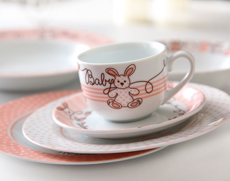 چینی کودک زرین ایران مدل بانی 1 - سرویس چینی ۶ پارچه کودک زرین ایران مدل سری ایتالیا اف طرح بانی | Zarin Iran Porcelain Inds Italia F BUNNY Mouse 6 Pieces Porcelain Children Dinnerware Set