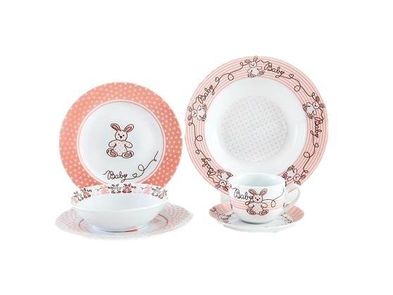 چینی کودک مدل کیتی 58 - سرویس چینی ۶ پارچه کودک زرین ایران مدل سری ایتالیا اف طرح بانی | Zarin Iran Porcelain Inds Italia F BUNNY Mouse 6 Pieces Porcelain Children Dinnerware Set