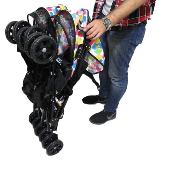 diba twin stroller 6 600x600 - کالسکه دسته عصایی دوقلوي (کنار هم) دليجان مدل دیبا