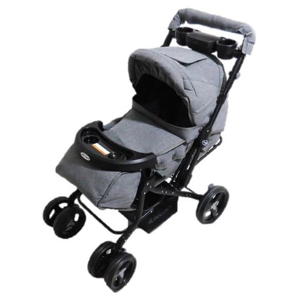 onebyone new jean stroller set 11 600x600 - سرویس کالسکه وان بای وان طرح جین رنگ دودی با تشک دوبل پنبه ای