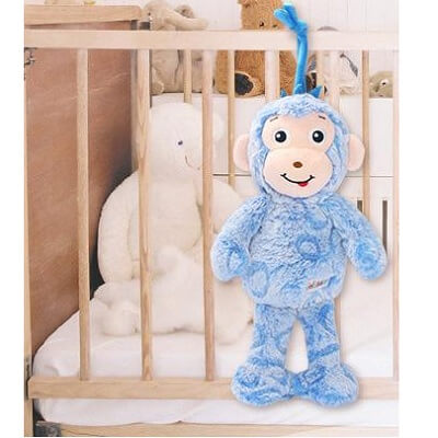jollybaby monkey blue musical 5 - عروسک پولیشی نخ کش موزیکال جولی بیبی jollybaby میمون 30 سانتی
